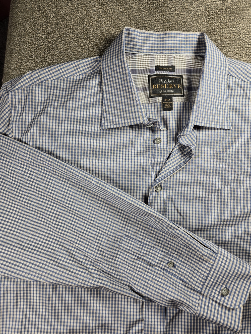 Blue Jos A Bank Reserve Collection Button Dress Shirt Checkered Tailored